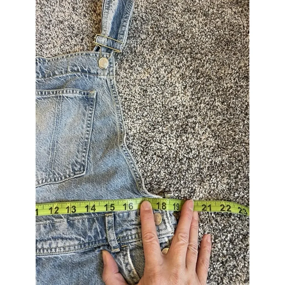 Free People Light Blue Distressed Denim Overalls